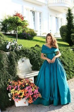 Tarik Ediz - 50511 Ruched Detailed Off Shoulder Ballgown Formal Gowns