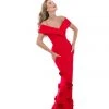 Formal Gowns Tarik Ediz - 50522 Rosette Accented Off Shoulder Mermaid Gown