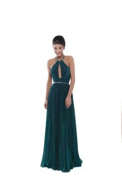 Formal Gowns Tarik Ediz - 50547 High Halter Plunging Cutout A-Line Gown