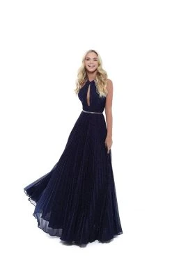 Formal Gowns Tarik Ediz - 50547 High Halter Plunging Cutout A-Line Gown