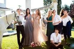 Tarik Ediz - 50548 Plunging V-Neck Electric Pleated Gown Formal Gowns