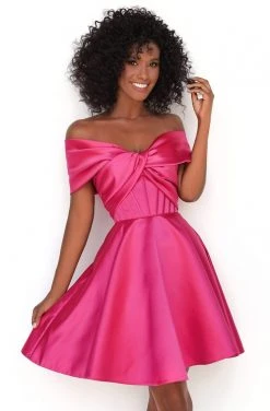 Tarik Ediz - 50605 Off-Shoulder A-Line Short Dress