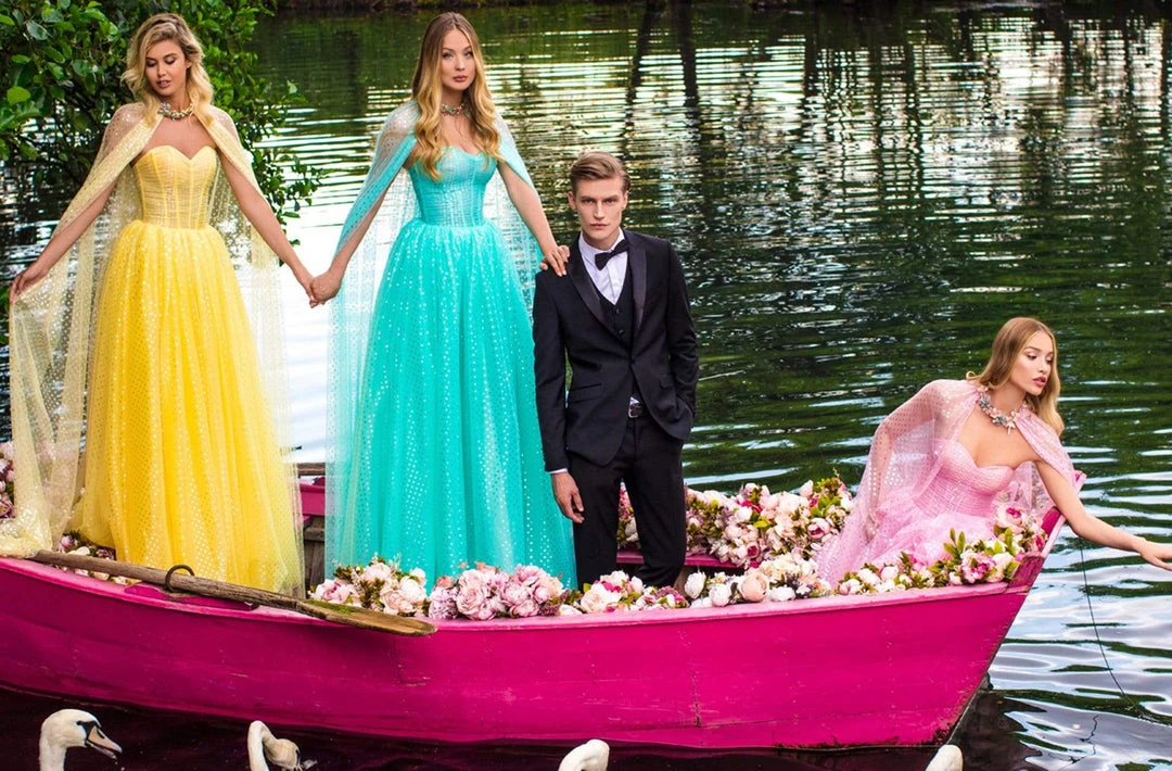 Formal Gowns Tarik Ediz - 50617 Strapless Corset Bodice Chiffon Gown 11 Formal Gowns Tarik Ediz - 50617 Strapless Corset Bodice Chiffon Gown