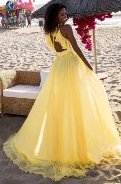 Formal Gowns Tarik Ediz - 50621 Embellished High Halter A-Line Dress