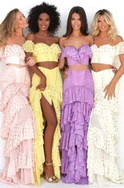 Tarik Ediz - 50623 Off-Shoulder Ruffles Dots Chiffon Two-Piece Dress 9 Tarik Ediz - 50623 Off-Shoulder Ruffles Dots Chiffon Two-Piece Dress