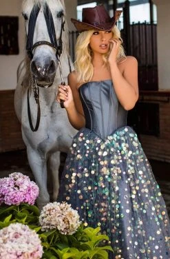 Tarik Ediz - 50628 Strapless Hologram Ballgown