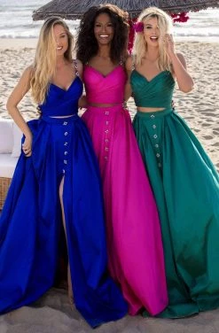 Tarik Ediz - 50633 Two-Piece Jewel Ornate High Slit Gown