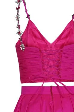 Tarik Ediz - 50633 Two-Piece Jewel Ornate High Slit Gown