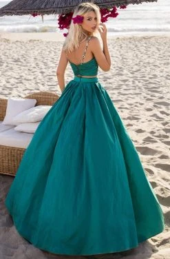 Tarik Ediz - 50633 Two-Piece Jewel Ornate High Slit Gown