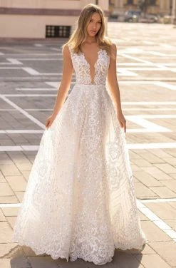 Tarik Ediz - 50634 Illusion Plunging Neckline Formal Gowns