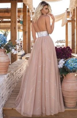 Formal Gowns Tarik Ediz - 50635 Full Sequin Sleeveless Bodice Hologram Tulle Gown