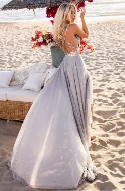 Formal Gowns Tarik Ediz - 50638 Illusion Plunging Neck Asymmetric Hi-Lo Prom Dress