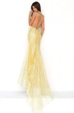 Tarik Ediz - 50640 Sequin Embroidery Applique Open Back Mermaid Gown
