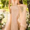 Tarik Ediz - 50643 Beaded Embroidered Sheath Gown With Overskirt Formal Gowns