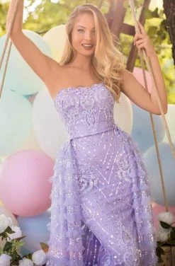 Tarik Ediz - 50644 Embellished Mermaid Gown With Detachable Overskirt