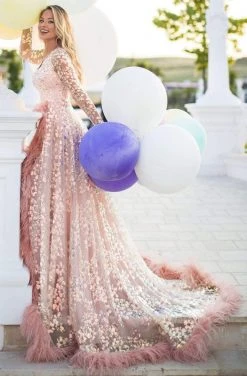 Formal Gowns Tarik Ediz - 50647 Sequined Lace Fringe A-Line Dress