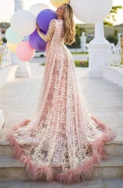 Formal Gowns Tarik Ediz - 50647 Sequined Lace Fringe A-Line Dress