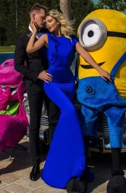 Formal Gowns Tarik Ediz - 50650 High Scoop Neck Open Back Jersey Mermaid Dress