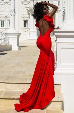 Formal Gowns Tarik Ediz - 50650 High Scoop Neck Open Back Jersey Mermaid Dress