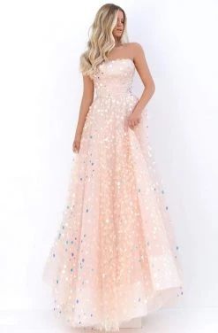 Formal Gowns Tarik Ediz - 50651 Long Strapless Paillette-Ornate Tulle Gown 11 Formal Gowns Tarik Ediz - 50651 Long Strapless Paillette-Ornate Tulle Gown