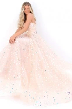 Formal Gowns Tarik Ediz - 50651 Long Strapless Paillette-Ornate Tulle Gown 12 Formal Gowns Tarik Ediz - 50651 Long Strapless Paillette-Ornate Tulle Gown
