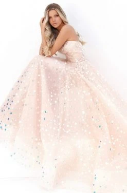 Formal Gowns Tarik Ediz - 50651 Long Strapless Paillette-Ornate Tulle Gown 13 Formal Gowns Tarik Ediz - 50651 Long Strapless Paillette-Ornate Tulle Gown