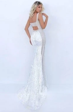 Tarik Ediz - 50655 Sequined Square Evening Dress Formal Gowns