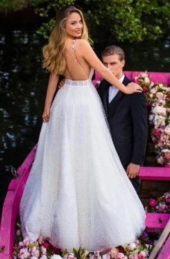 Tarik Ediz - 50659 Sexy V-Neck Beaded A-Line Dress