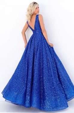 Tarik Ediz - 50660 Sequin-Texture Plunging Bodice A-Line Gown Formal Gowns