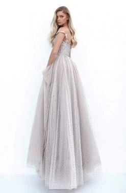 Formal Gowns Tarik Ediz - 50662 Beaded Illusion Plunge Stone-Studded Tulle Gown