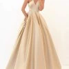 Tarik Ediz - 50665 Crisscross Straps V Neck Satin Ballgown Formal Gowns