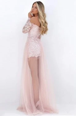 Tarik Ediz - 50668 Long Sleeve Sequin-Ornate Embroidered Gown