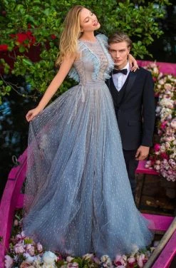 Tarik Ediz - 50669 Lace Up Illusion Jewel Evening Dress Formal Gowns