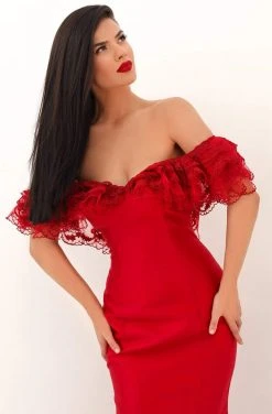 Tarik Ediz - 50693 Embellished Off-Shoulder Mermaid Dress