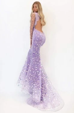 Formal Gowns Tarik Ediz - 50698 Illusion Long Sleeve Paillette Ornate Gown