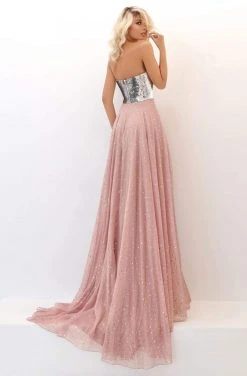 Formal Gowns Tarik Ediz - 50708 Straight-Across Sequined A-Line Dress