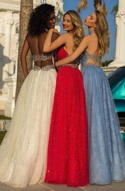 Formal Gowns Tarik Ediz - 50710 Embellished Cross Halter A-line Dress