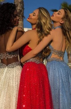 Formal Gowns Tarik Ediz - 50710 Embellished Cross Halter A-line Dress