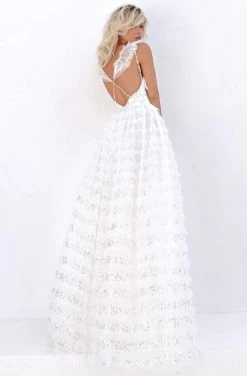 Formal Gowns Tarik Ediz - 50711 Embellished Bateau Tiered A-line Dress