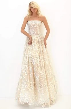 Tarik Ediz - 50730 Strapless Straight-Across Sequined Gown