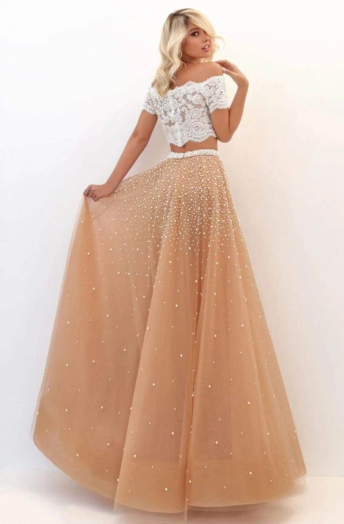 Tarik Ediz - 50743 Off Shoulder Lace Peal Beaded Two-Piece Prom Dress Formal Gowns 4 Tarik Ediz - 50743 Off Shoulder Lace Peal Beaded Two-Piece Prom Dress Formal Gowns