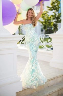 Tarik Ediz - 50747 Strapless Sequined Mermaid Long Gown Formal Gowns