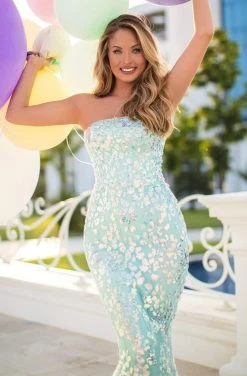 Tarik Ediz - 50747 Strapless Sequined Mermaid Long Gown Formal Gowns