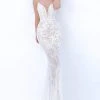 Formal Gowns Tarik Ediz - 50750 Lace Embroidered Deep V-neck Sheath Dress