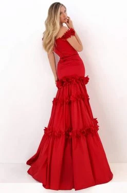 Tarik Ediz - 50755 Floral Applique Deep Off-Shoulder Trumpet Dress Formal Gowns