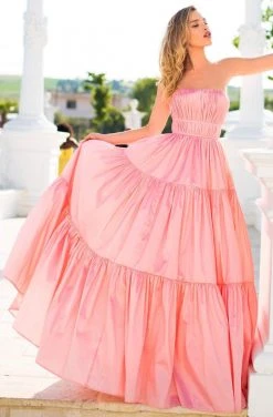 Tarik Ediz - 50758 Strapless Ruched Long A-line Dress