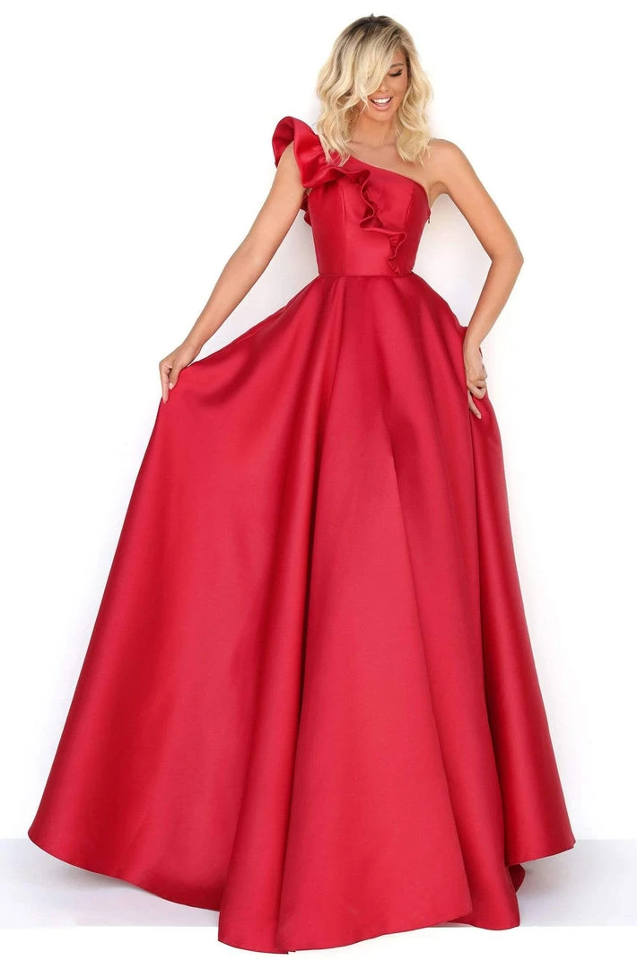 Formal Gowns Tarik Ediz - 50776 Ruffled One Shoulder A-line Dress 3 Formal Gowns Tarik Ediz - 50776 Ruffled One Shoulder A-line Dress