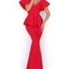 Formal Gowns Tarik Ediz - 50780 V-Neckline Angel Sleeves Sheath Dress 2 Formal Gowns Tarik Ediz - 50780 V-Neckline Angel Sleeves Sheath Dress