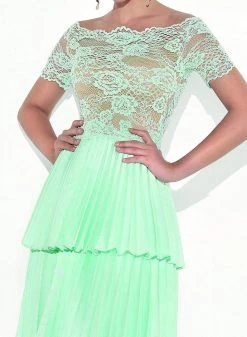 Tarik Ediz - 90469 Scalloped Illusion Lace Pleated Dress