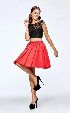 Tarik Ediz - 93111 Two-Piece Rosette Appliqued Cutout Dress